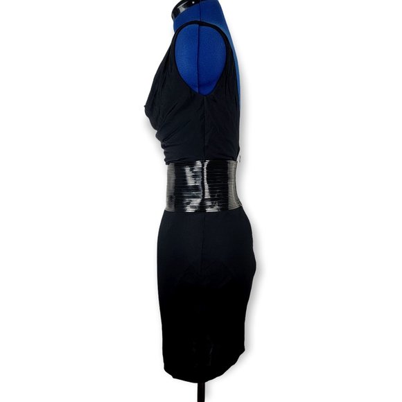 DSquared2 Black Backless Bodycon Cowl Ribbed Midi Dress Size Small